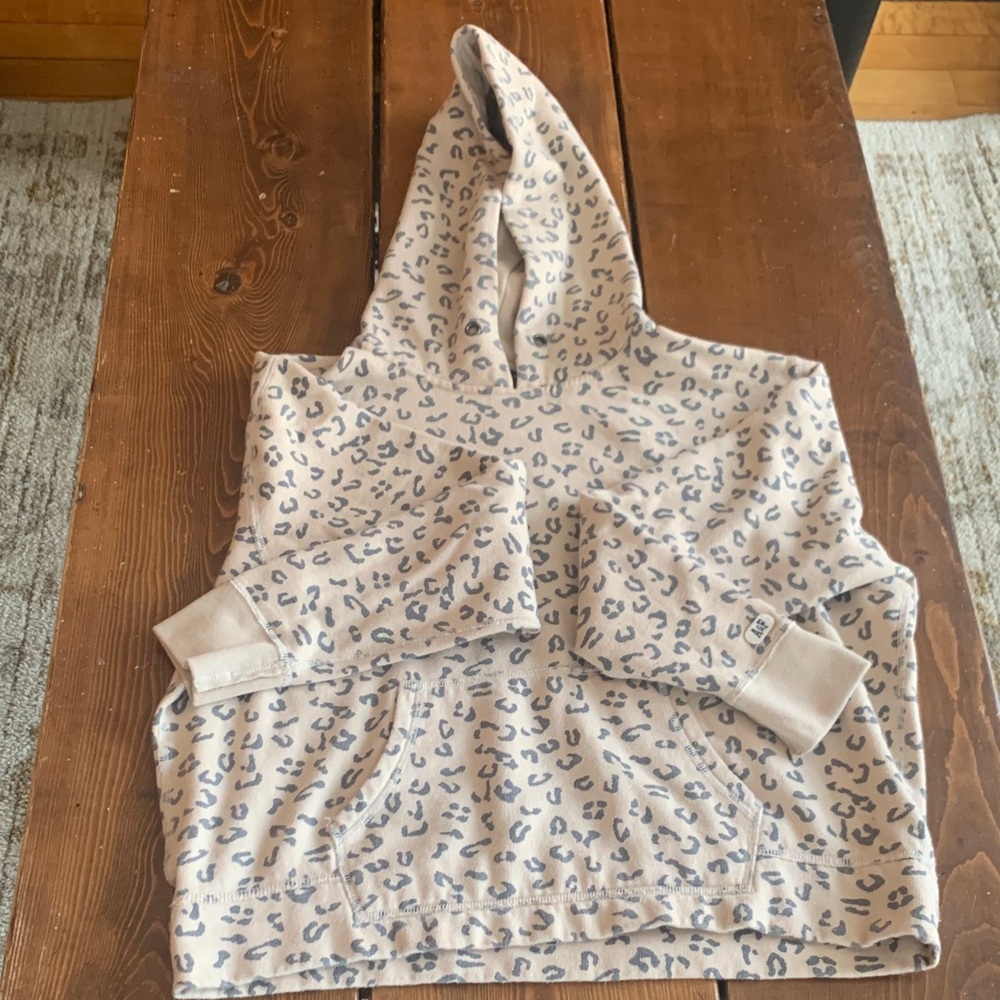 Abercrombie & Fitch Leopard Print Hoodie - Cream and Gray